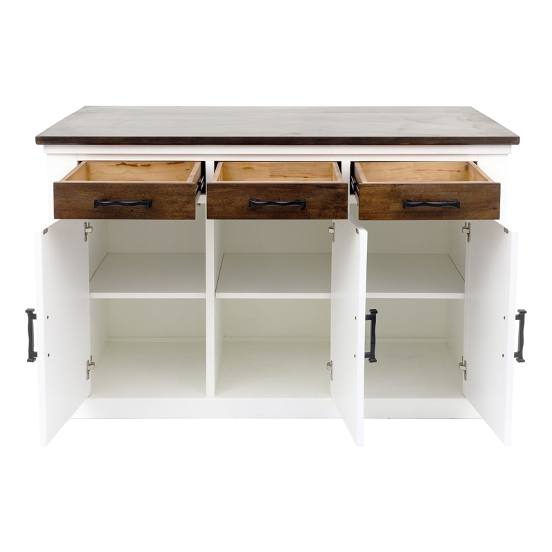 Yosemite Home Decor Wood Kitchen Island with Butcher Block Top in Logan White
