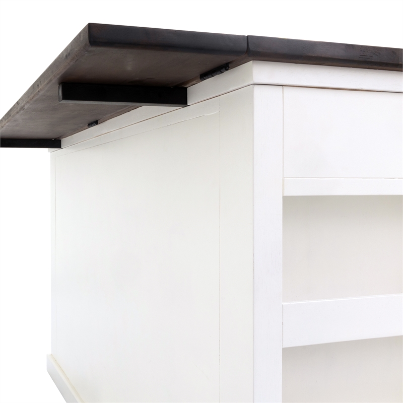 Yosemite Home Decor Wood Kitchen Island with Butcher Block Top in Logan White