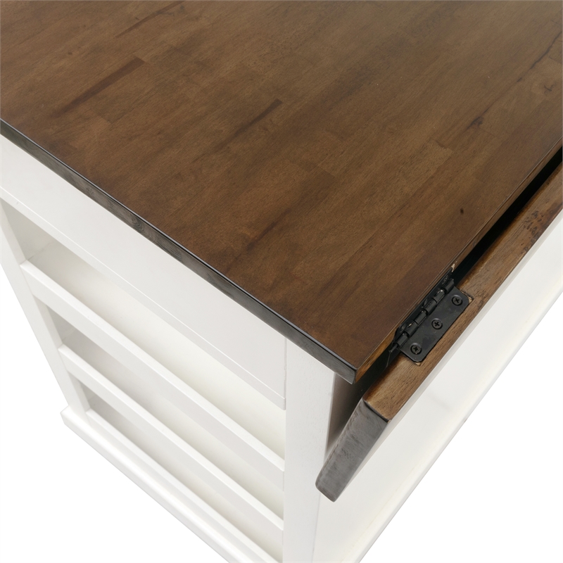 Yosemite Home Decor Wood Kitchen Island with Butcher Block Top in Logan White