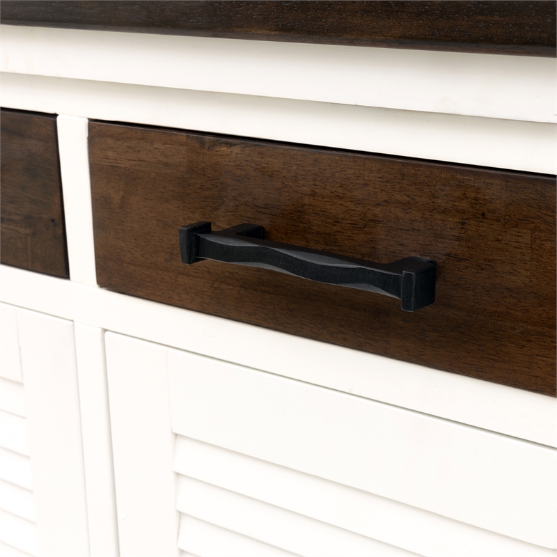 Yosemite Home Decor Wood Kitchen Island with Butcher Block Top in Logan White