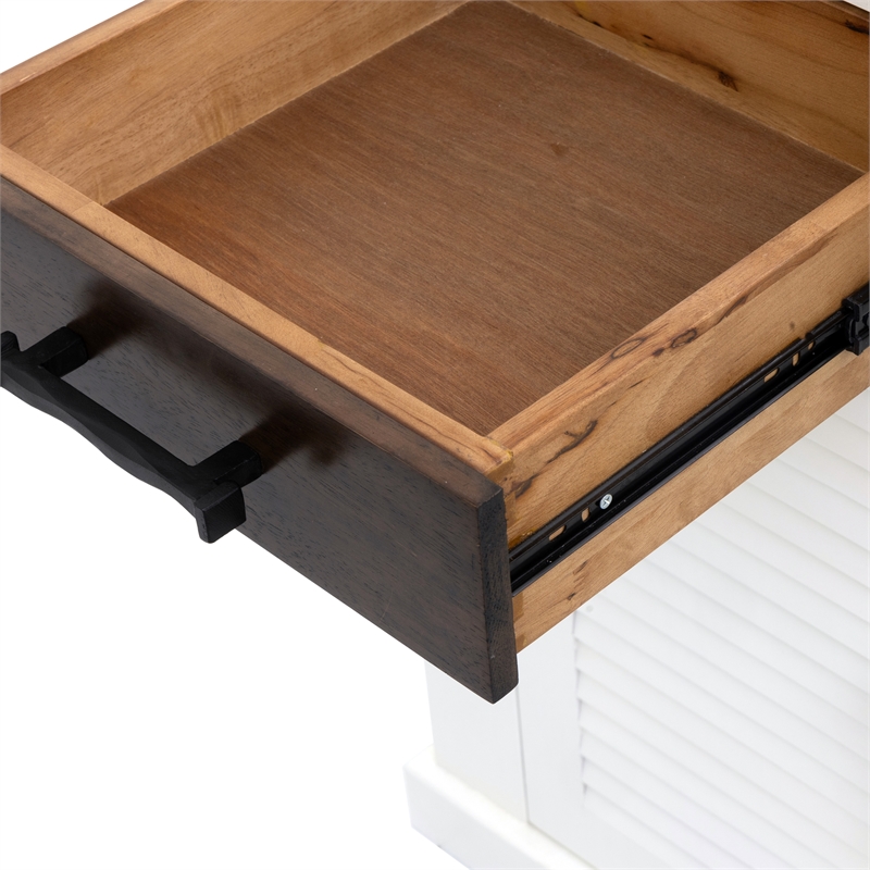 Yosemite Home Decor Wood Kitchen Island with Butcher Block Top in Logan White