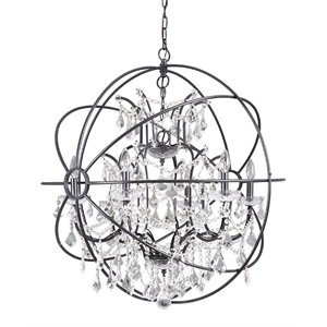 Yosemite Home Decor Contessa 6-Light Metal Chandelier in Matte Black