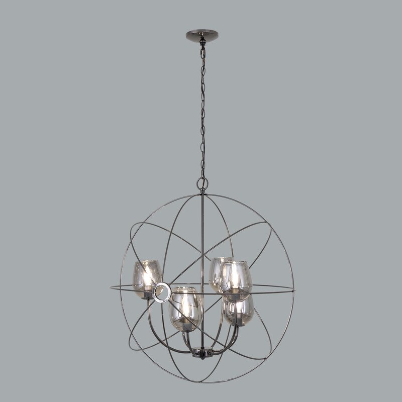 Yosemite Home Decor Orbs 6-Light Metal/Glass Cristobal Chandelier in Black/Smoke