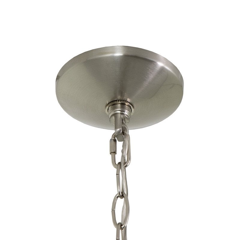 Yosemite Home Decor 9-Light Metal Chandelier with Frosted Glass Shade in Nickel