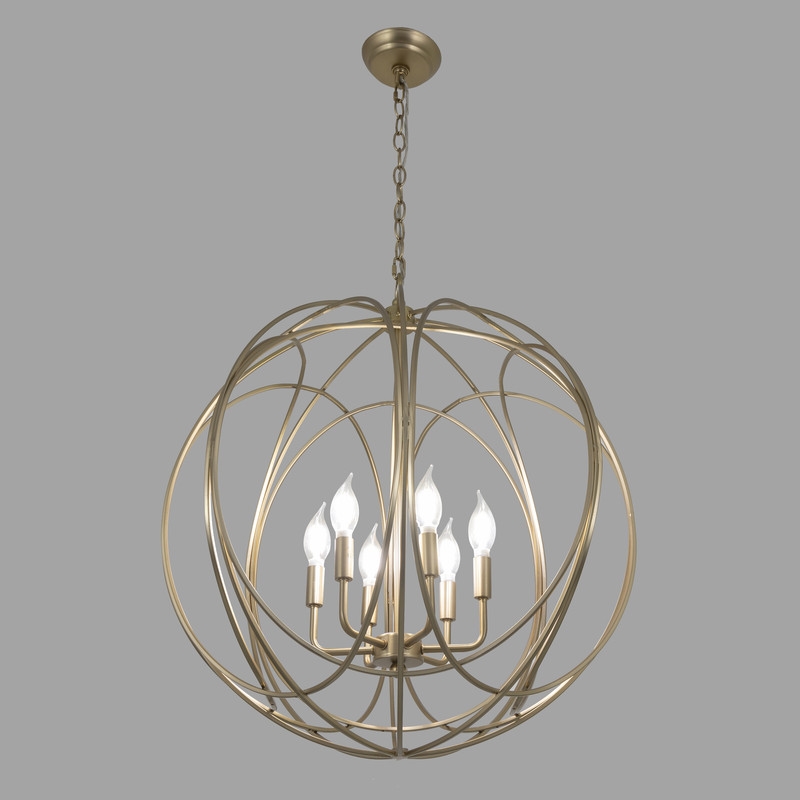 Yosemite Home Decor 6-Light Modern Stainless Steel Chandelier in Brass