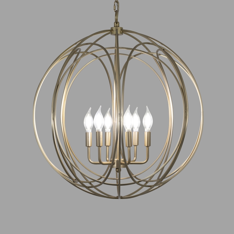 Yosemite Home Decor 6-Light Modern Stainless Steel Chandelier in Brass