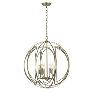 Yosemite Home Decor 6-Light Modern Stainless Steel Chandelier in Brass