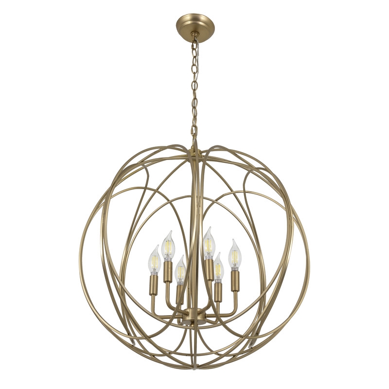 Yosemite Home Decor 6-Light Modern Stainless Steel Chandelier in Brass