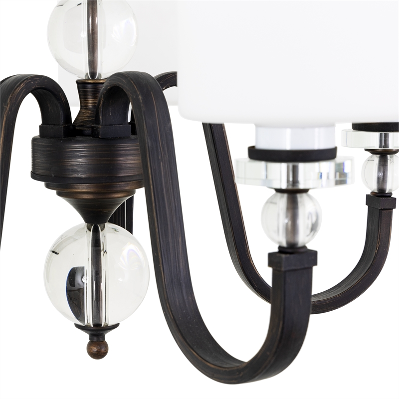 Yosemite Home Decor Mitchell Peak 5-Light Glass Hanging Chandelier in Bronze