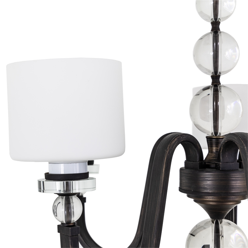 Yosemite Home Decor Mitchell Peak 5-Light Glass Hanging Chandelier in Bronze