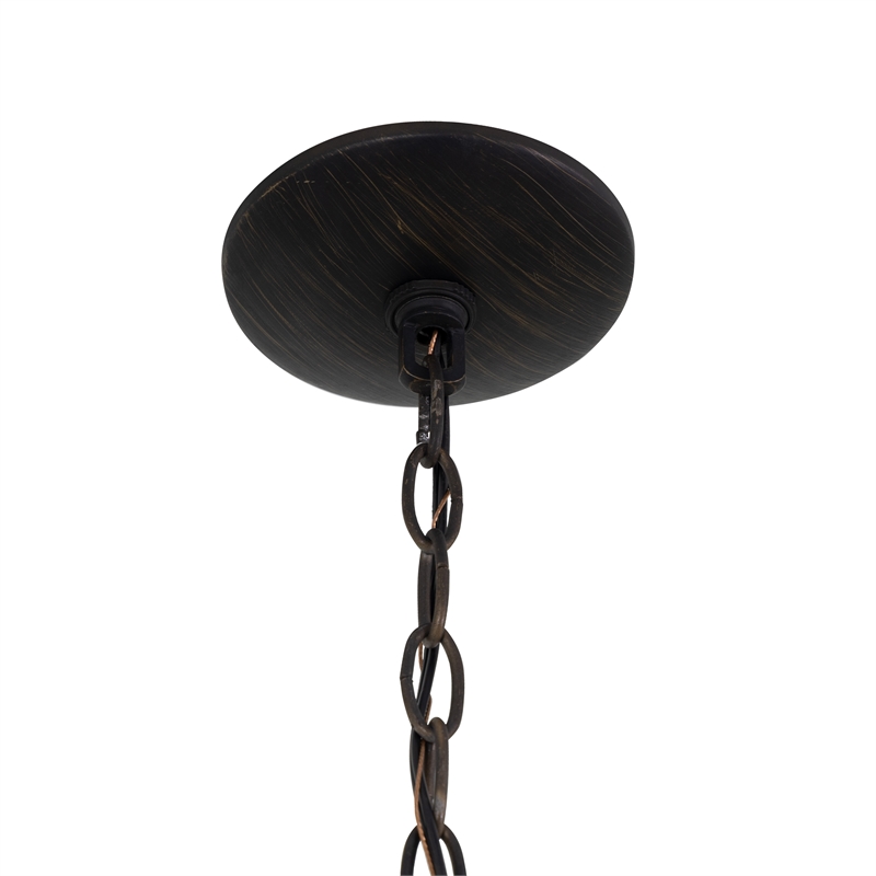 Yosemite Home Decor Mitchell Peak 5-Light Glass Hanging Chandelier in Bronze