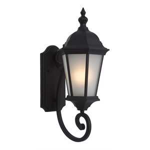 Yosemite Home Decor Brielle 1-Light Glass Outdoor Wall Lantern Sconce in Black