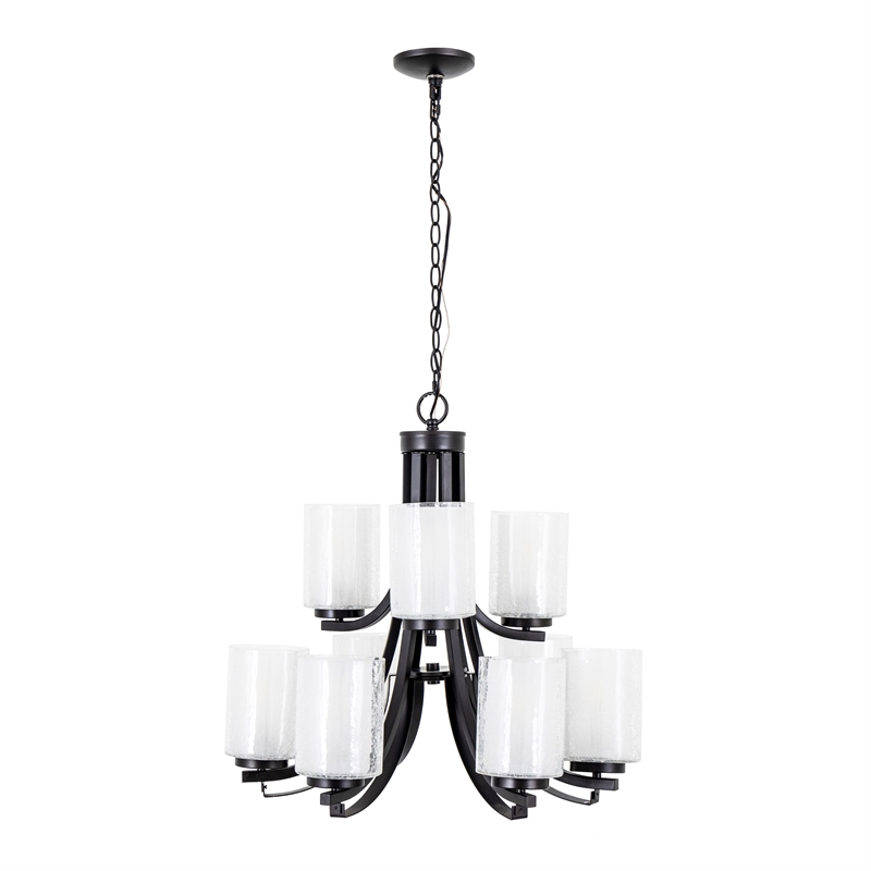 Yosemite Home Decor 9-Light Modern Classic Glass Chandelier in Oil Rubbed Bronze