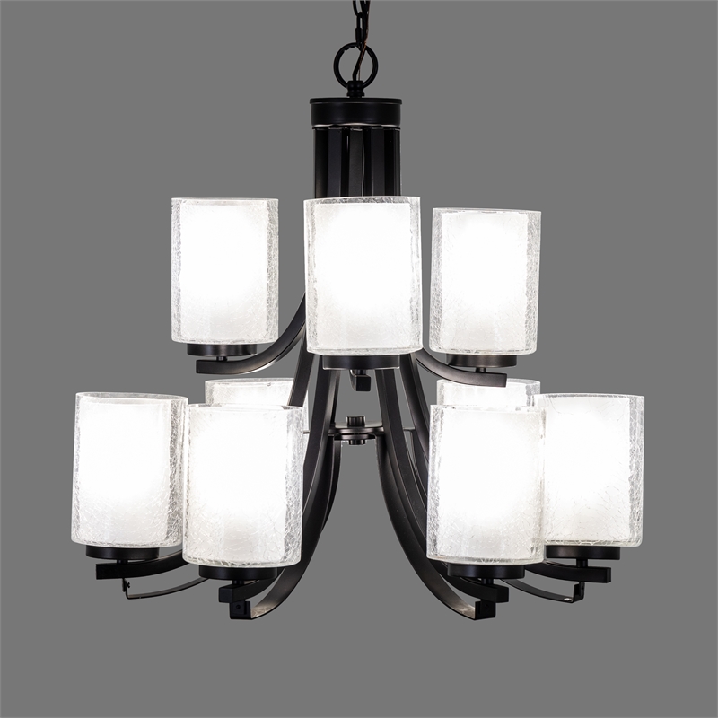 Yosemite Home Decor 9-Light Modern Classic Glass Chandelier in Oil Rubbed Bronze