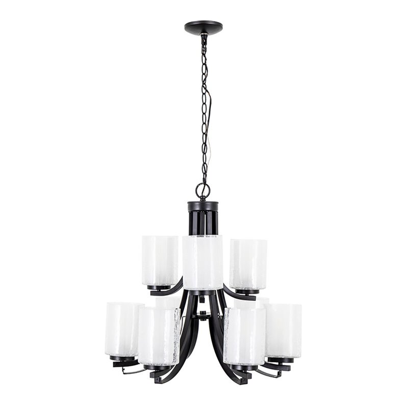 Yosemite Home Decor 9-Light Modern Classic Glass Chandelier in Oil Rubbed Bronze