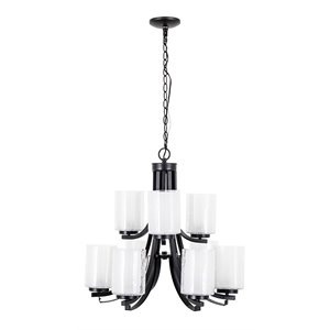 Yosemite Home Decor 9-Light Modern Classic Glass Chandelier in Oil Rubbed Bronze