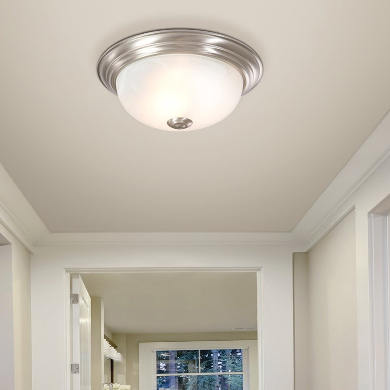 Yosemite Home Decor 1-Light Glass Flush Mount Lighting in Nickel/White