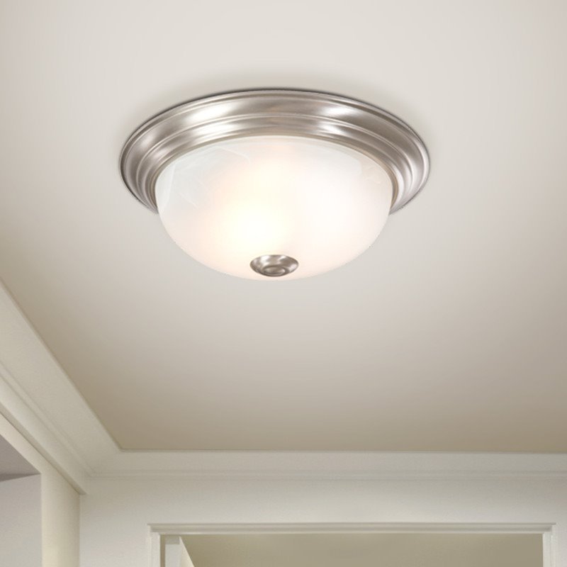Yosemite Home Decor 1-Light Glass Flush Mount Lighting in Nickel/White