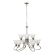 Yosemite Home Decor Ribbon Falls 9-Light Glass Chandelier in Nickel/White