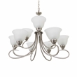 Yosemite Home Decor Ribbon Falls 9-Light Glass Chandelier in Nickel/White