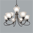 Yosemite Home Decor Ribbon Falls 9-Light Glass Chandelier in Nickel/White