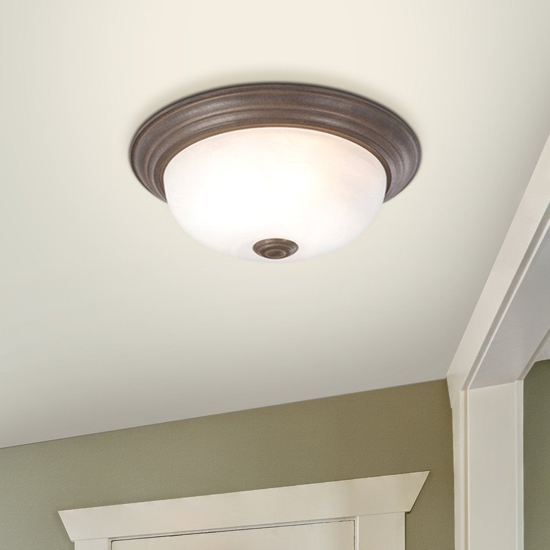 Yosemite Home Decor 1-Light Glass Flush Mount Lighting in Dark Brown/Alabaster