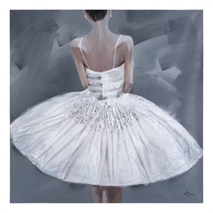 Yosemite Home Decor &quotBallerina III&quot Wood Gallery Wrapped Wall Art in Gray