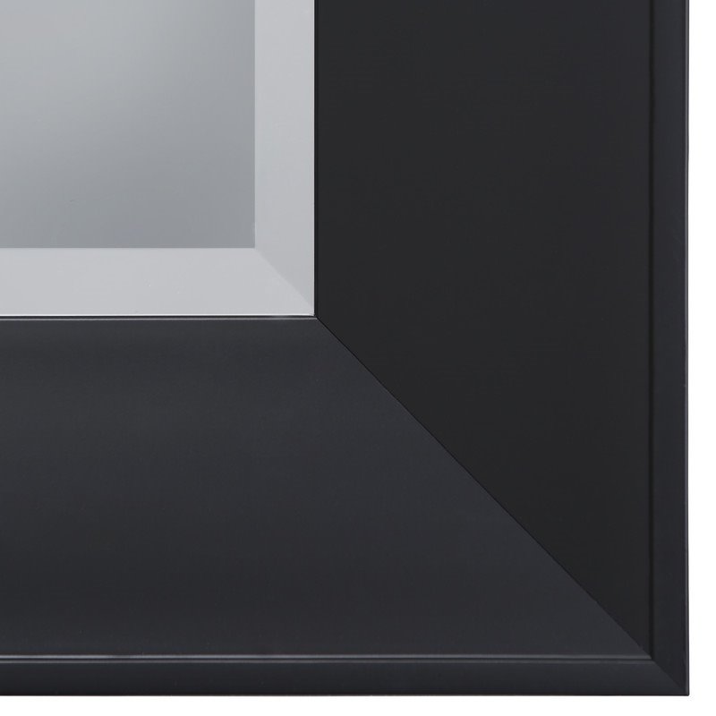Yosemite Home Decor Large Rectangle Beveled Glass Resin Casual Mirror in Black