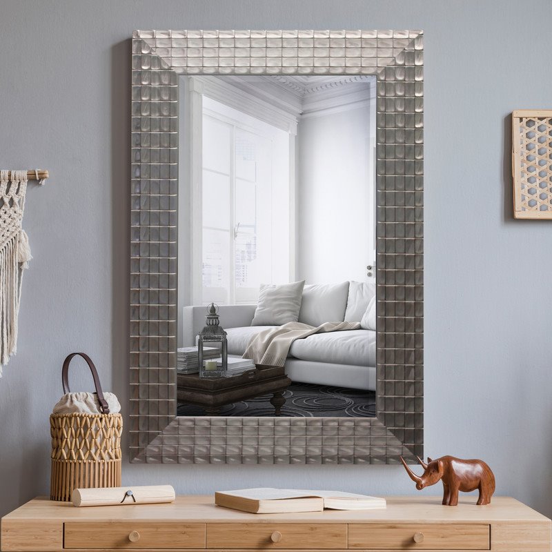 Yosemite Home Decor Medium Rectangle Beveled Glass Resin Mirror in Champaign