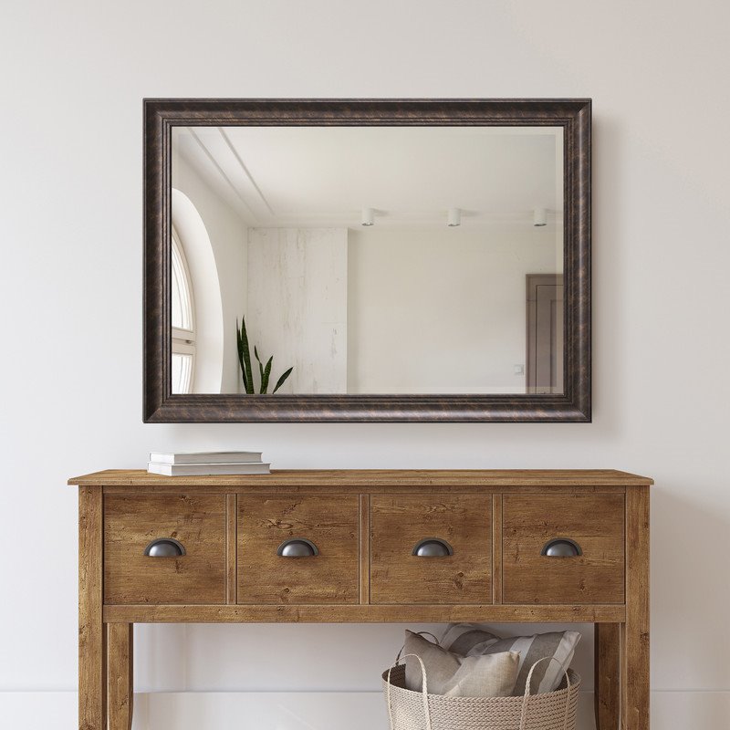 Yosemite Home Decor Large Rectangle Beveled Glass Resin Casual Mirror in Bronze