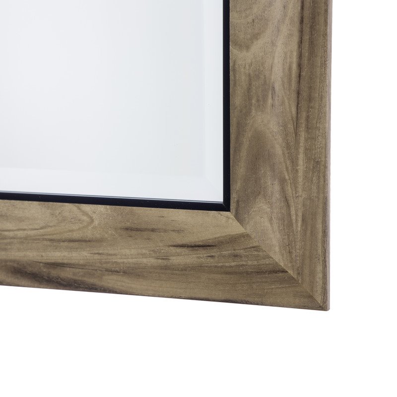 Yosemite Home Decor Large Rectangle Traditional Wood Casual Mirror in Gray/Black
