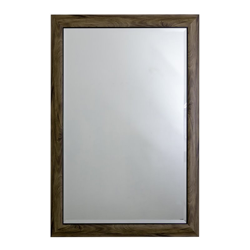 Yosemite Home Decor Large Rectangle Traditional Wood Casual Mirror in Gray/Black
