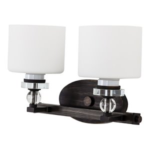 Yosemite Home Decor Mitchell Peak 2-Light Glass Vanity Light in Bronze