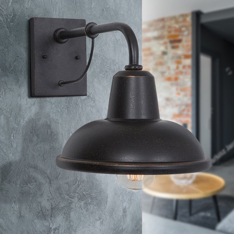 Yosemite Home Decor Brawley 1-Light Metal Outdoor Wall Lantern Sconce in Bronze