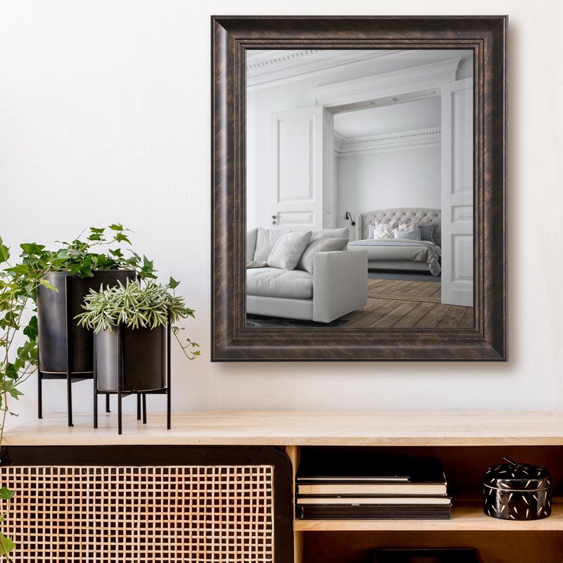 Yosemite Home Decor Medium Rectangle Resin Casual Mirror in Dark Bronze