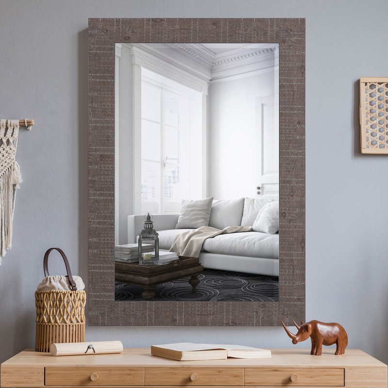 Yosemite Home Decor Traditional Resin/Wood Mirror in Brown Texture