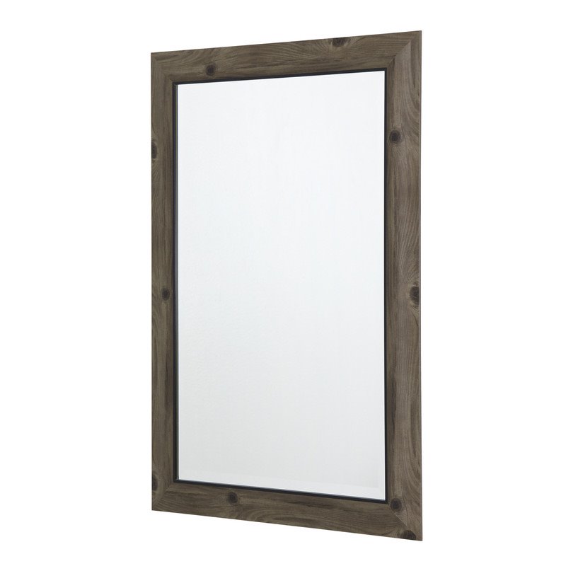 Yosemite Home Decor Medium Rectangle Beveled Glass Wood Casual Mirror in Gray