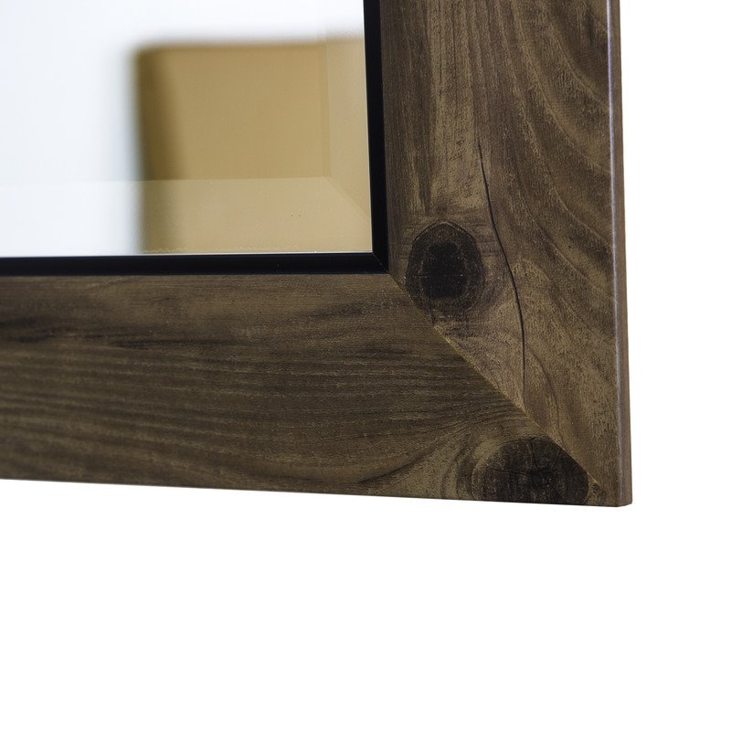 Yosemite Home Decor Medium Rectangle Beveled Glass Wood Casual Mirror in Gray