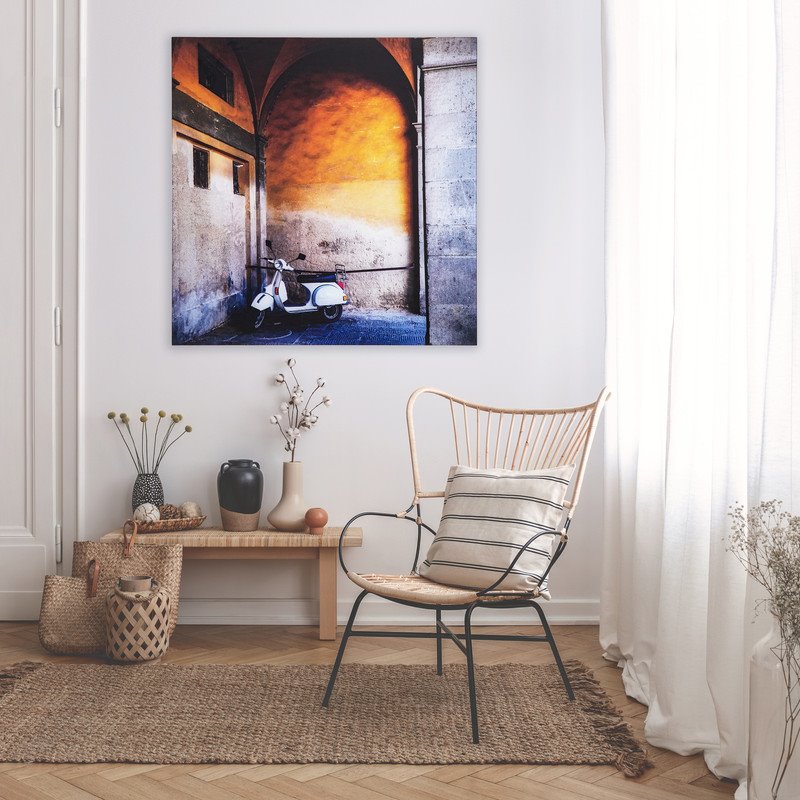 Yosemite Home Decor 'Le Velo I' Tempered Glass/Wood Photo in Multi-Color