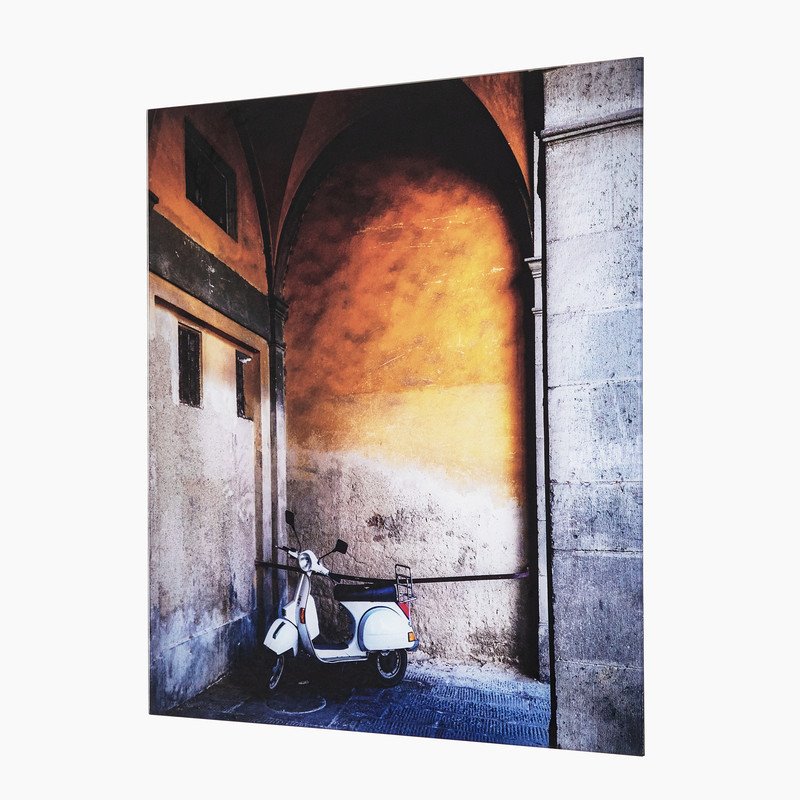 Yosemite Home Decor 'Le Velo I' Tempered Glass/Wood Photo in Multi-Color