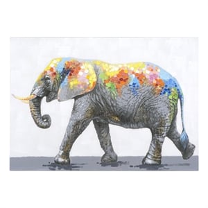 Yosemite Home Decor &quotDazzling Elephant&quot Wood Wrapped Wall Art in Multi-Color