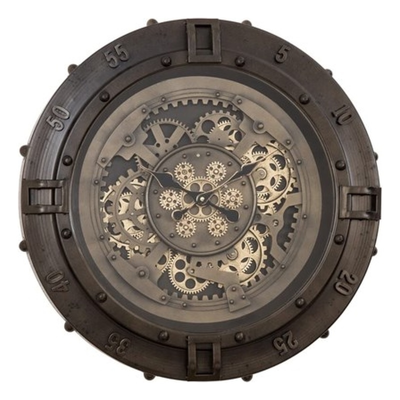 Yosemite Home Decor Urban Loft Metal Gear Wall Clock in Brown