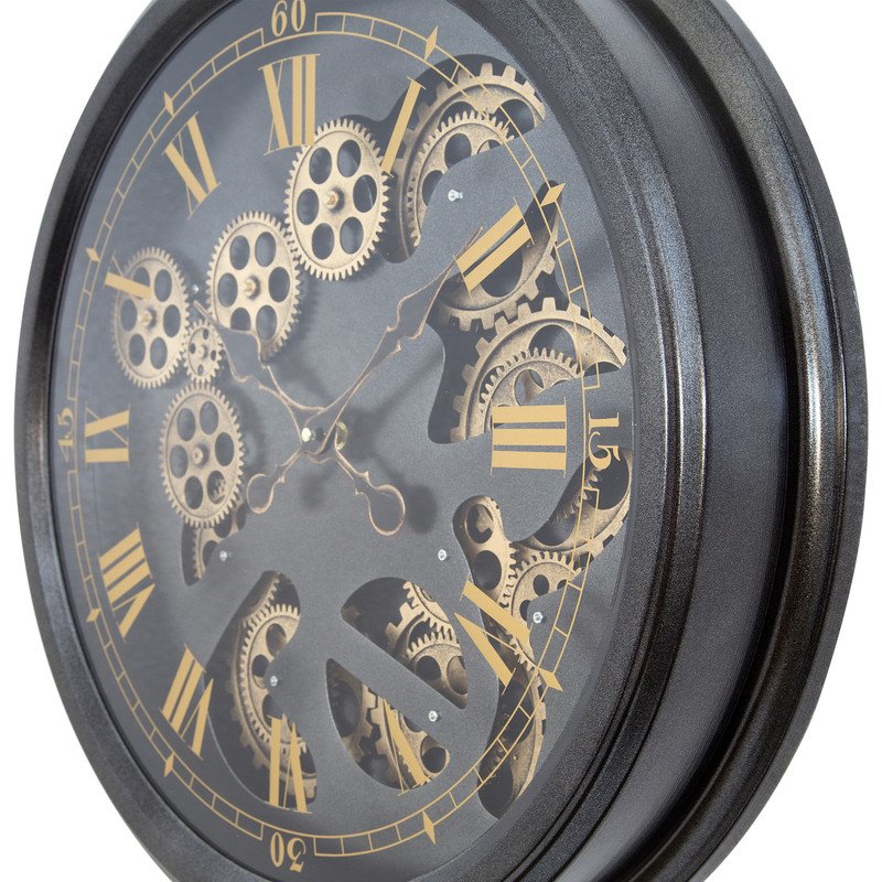 Yosemite Home Decor Sophisticated Design Modern Metal Paris Gear Clock in Black