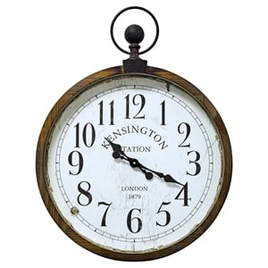 Yosemite Home Kensington Station Engineered Wood Wall Clock in Off White