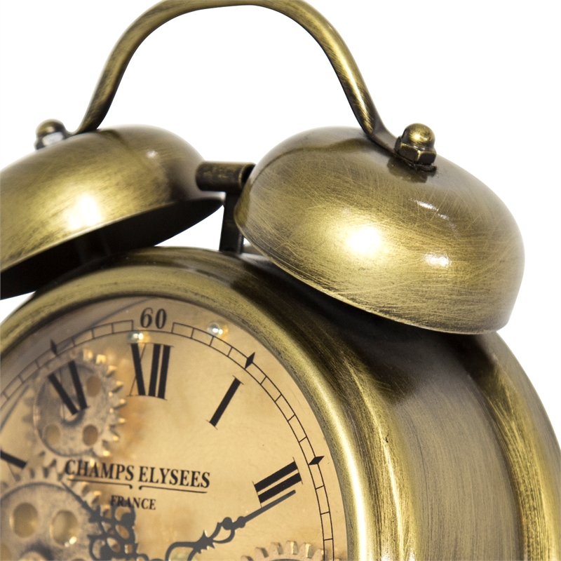 Yosemite Home Decor Modern Metal Gears Table Top Clock in Aged Bronze and Brass