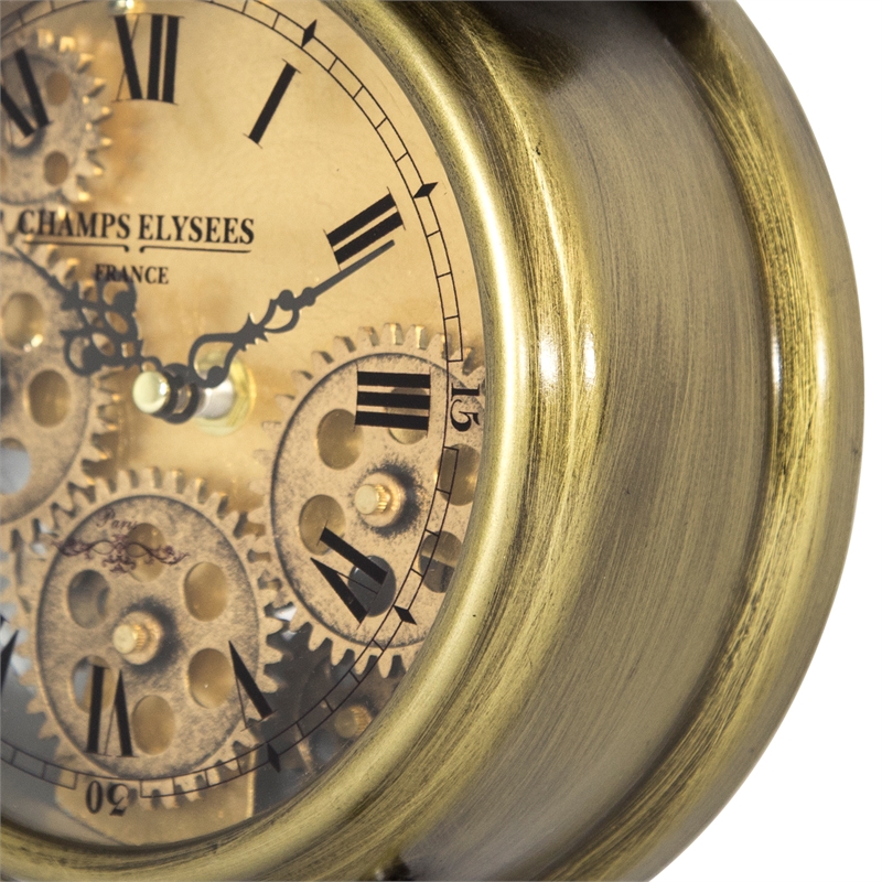 Yosemite Home Decor Modern Metal Gears Table Top Clock in Aged Bronze and Brass