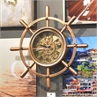 Yosemite Home Decor Modern Metal Ship's Wheel Wall Clock in Gold