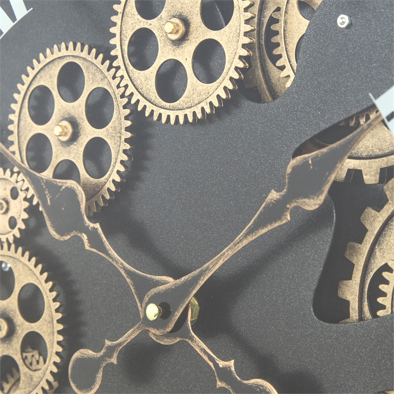 Yosemite Home Decor Modern Metal Paris II Gear Clock in Black
