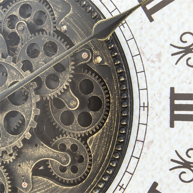 Yosemite Home Decor Metal Classic Chic Wall Clock with Gears in Black