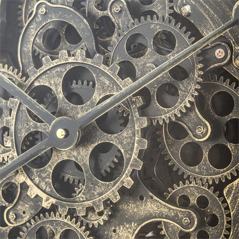 Yosemite Home Decor Metal Classic Chic Wall Clock with Gears in Black
